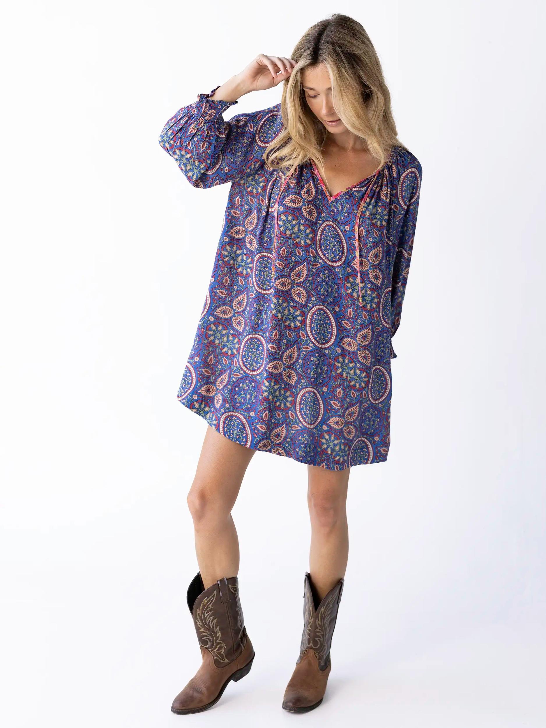 April Mini Dress - Blue Mauve Floral Product Image