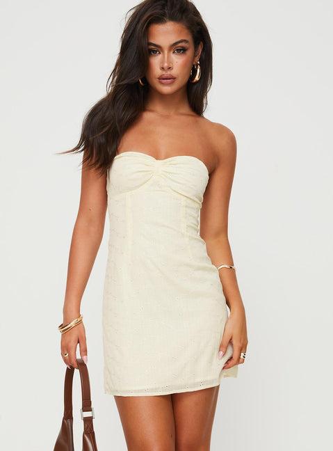 Malena Strapless Mini Dress Lemon Product Image