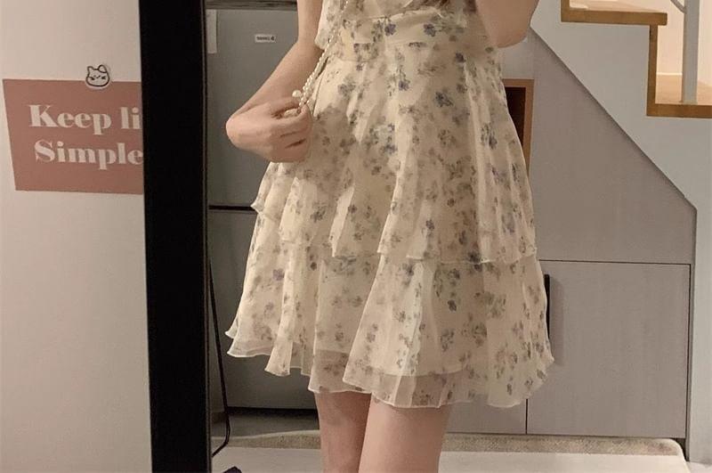 Spaghetti Strap Floral Mini A-Line Sundress Product Image