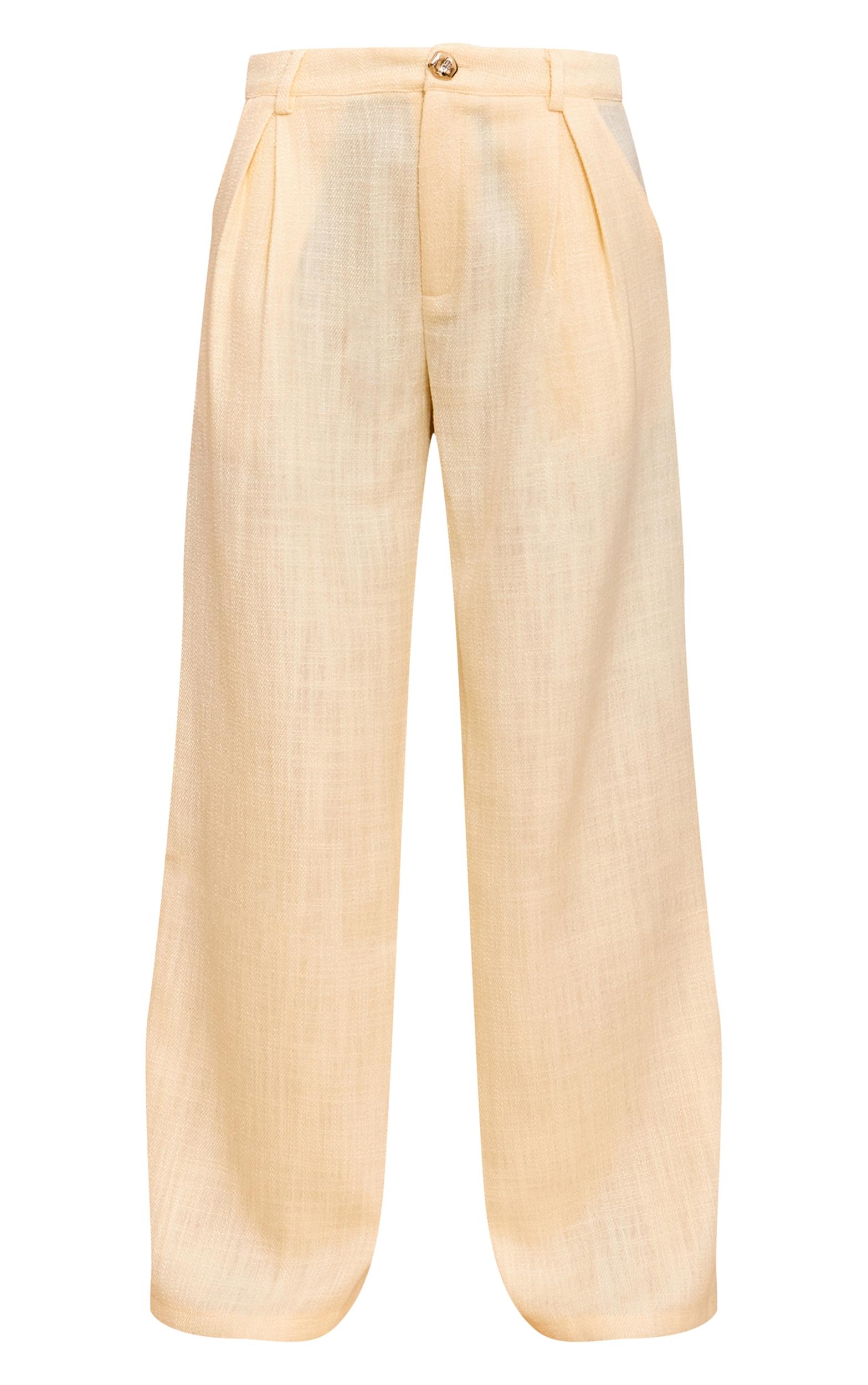 Butter Cream Tailored Tweed Wide Leg Pants Product Image