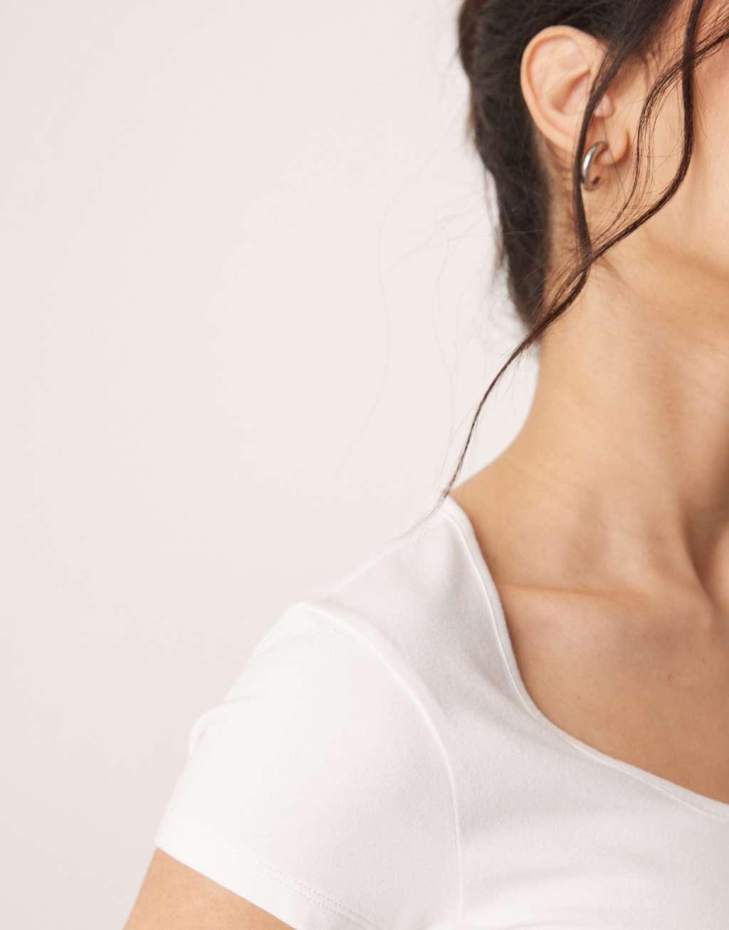 ASOS DESIGN scoop neck cap sleeve t-shirt in white Product Image