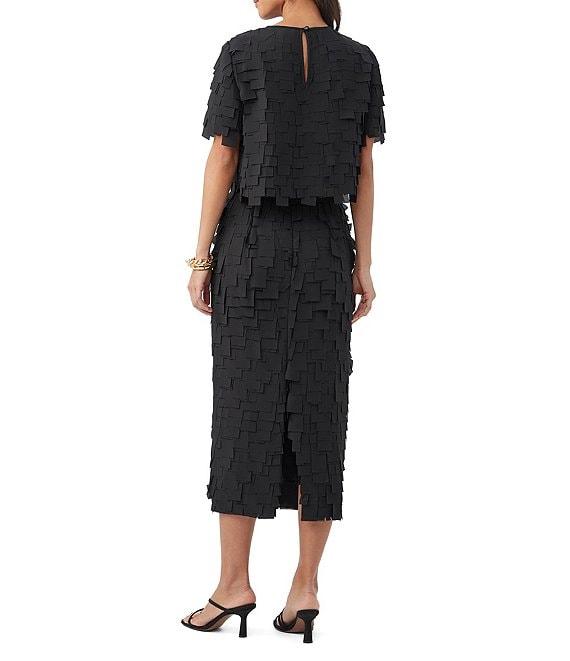 Trina Turk Serilda Novelty Squared Fringe Coordinating Round Neck Short Sleeve Top Product Image