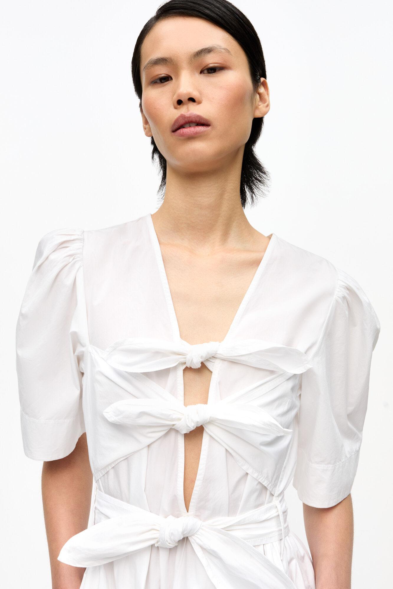 White Stretch Cotton Dress Product Image