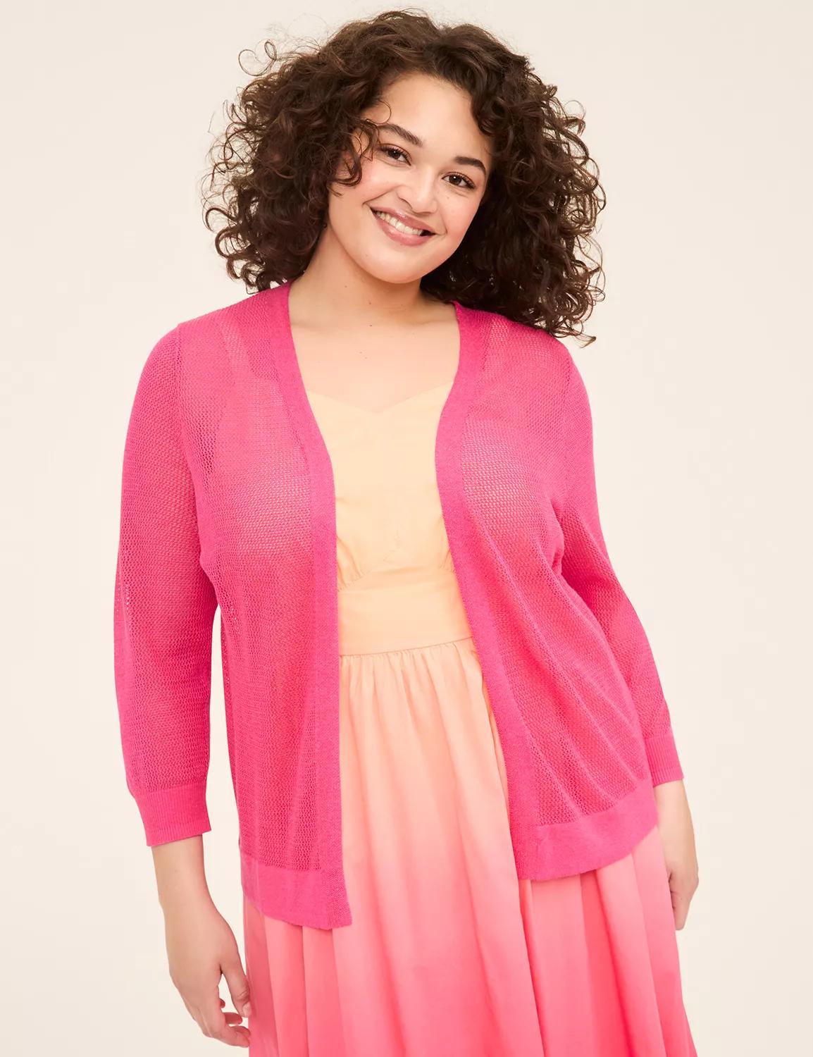 Open-Front Mesh Sweater Shrug Product Image