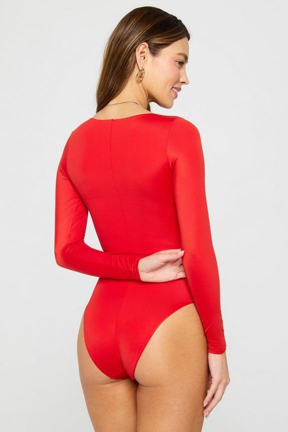 Zip-Front Long Sleeve One-Piece Swimsuit Product Image