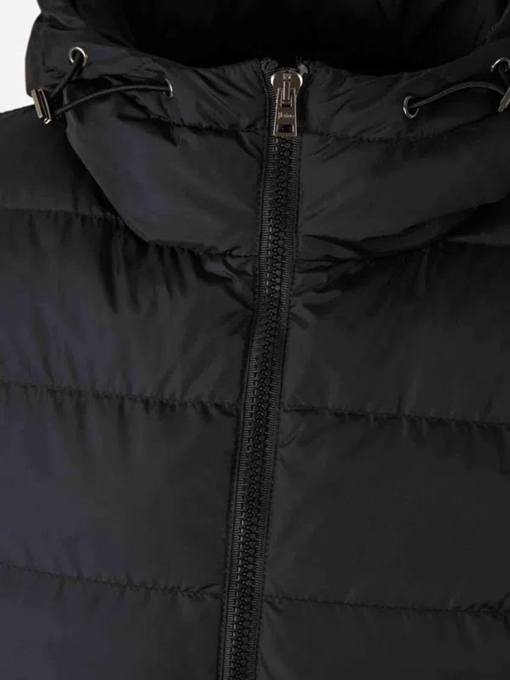 HERNO Padded Bomber Jacket With Wool Sleeves Clothing In Black Product Image