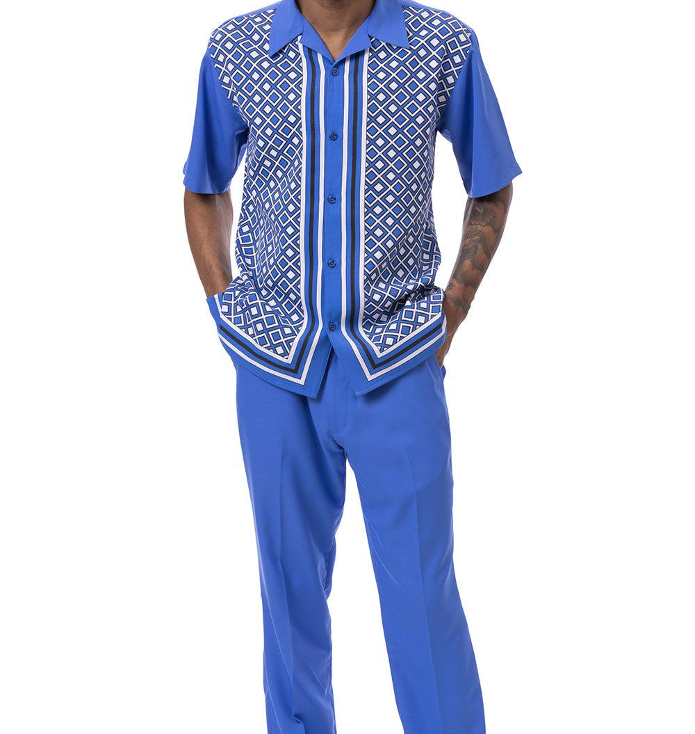 Royal Mini Windowpane Walking Suit 2 Piece Short Sleeve Set Product Image