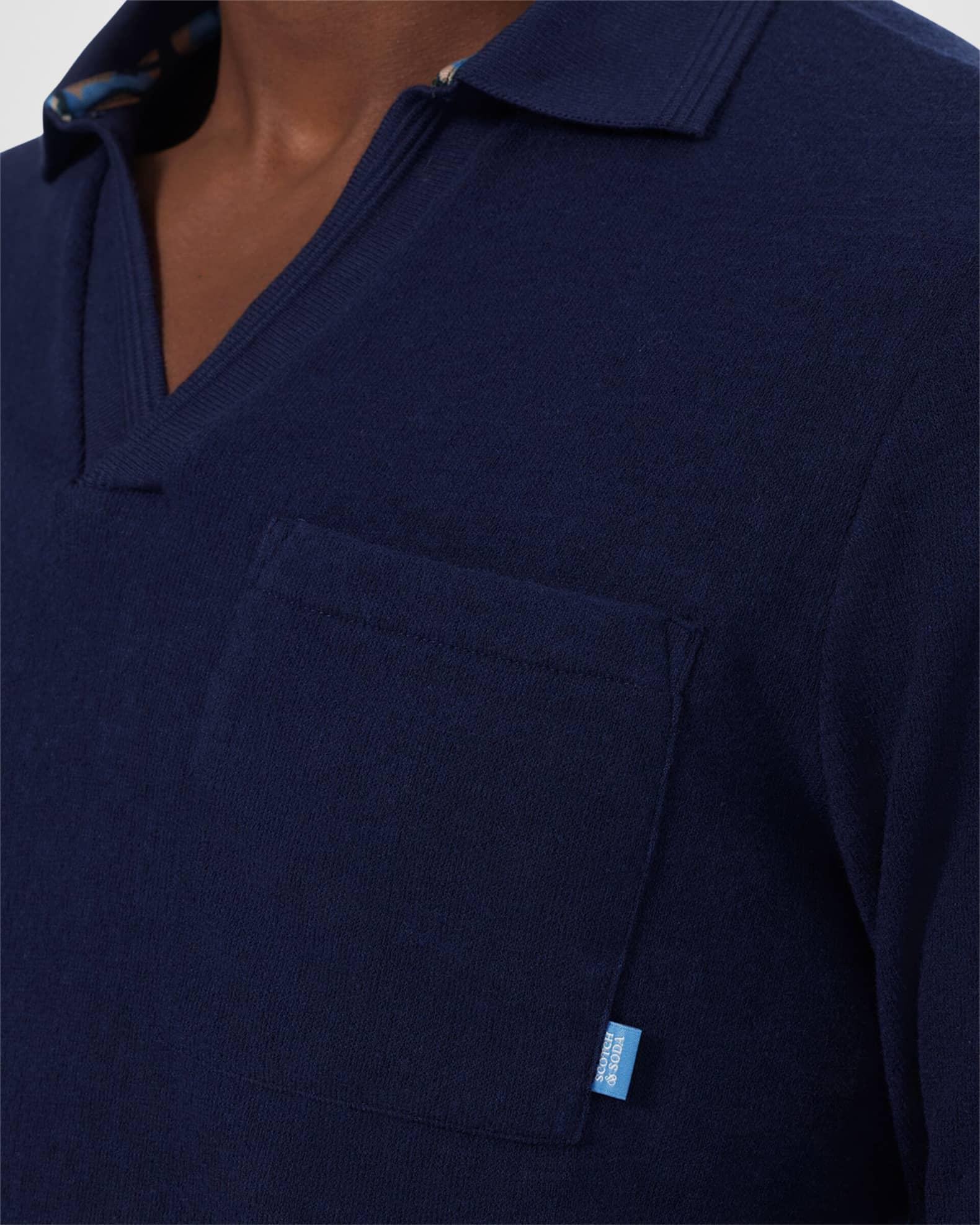 Men's Chest Pocket Long-Sleeve Polo Shirt Product Image