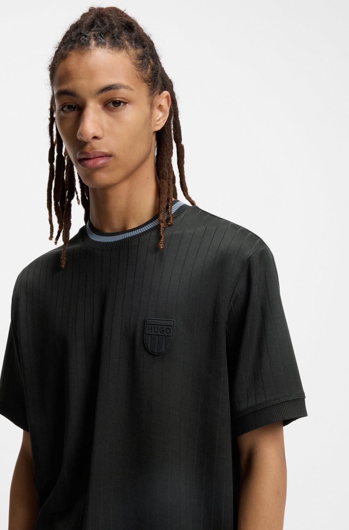 Cotton-blend T-shirt with drop-needle stripe Product Image