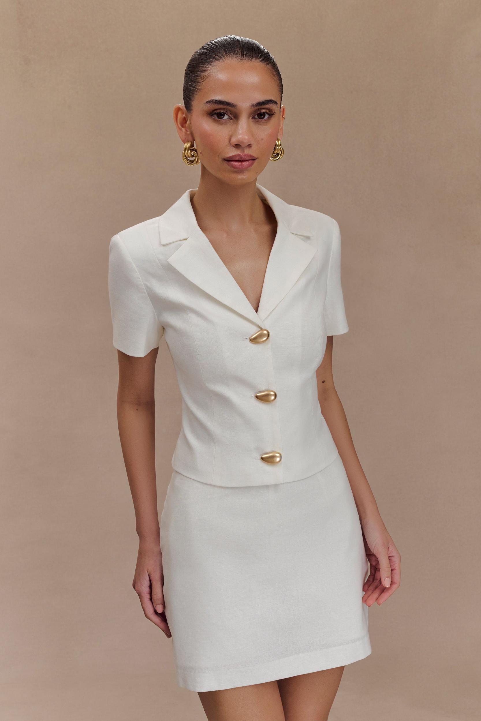 Ciara Linen Mini Skort - White Product Image