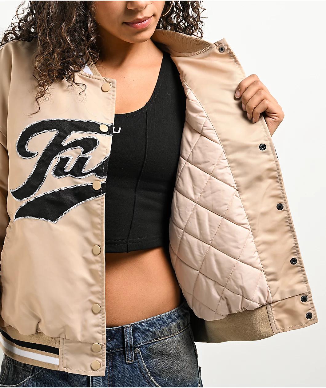 FUBU Logo Beige Varsity Jacket Product Image