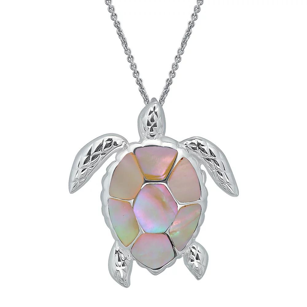 Aleure Precioso Silver Plated Abalone Turtle Pendant Necklace, Women's,  Product Image