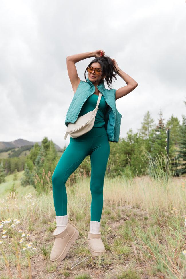 Mountainside Moment Teal Cropped Puffer Vest FINAL SALE Product Image