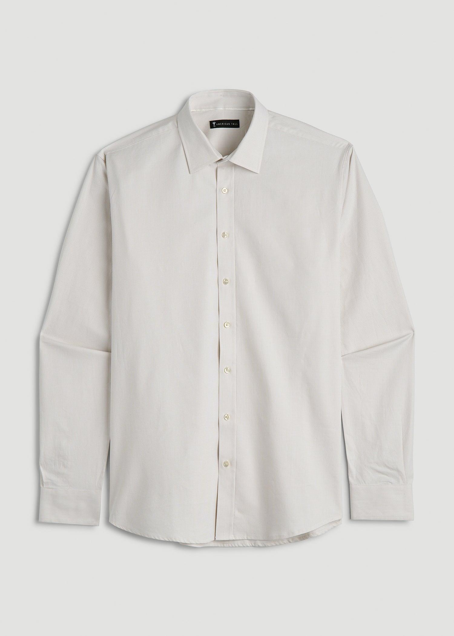 Oskar Button-Up Dress Shirt for Tall Men in Beige Mini Gingham Male Product Image