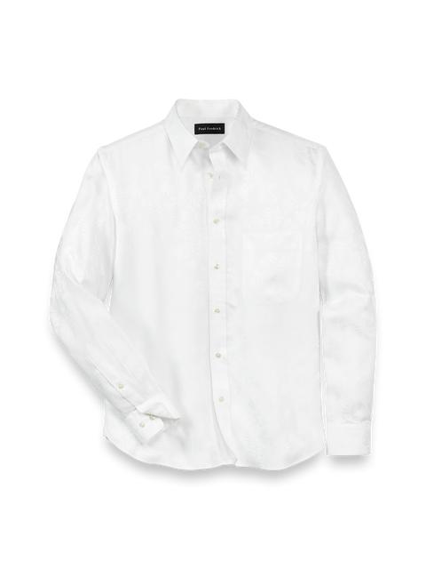 Lyocell Solid Jacquard Casual Shirt - White Product Image