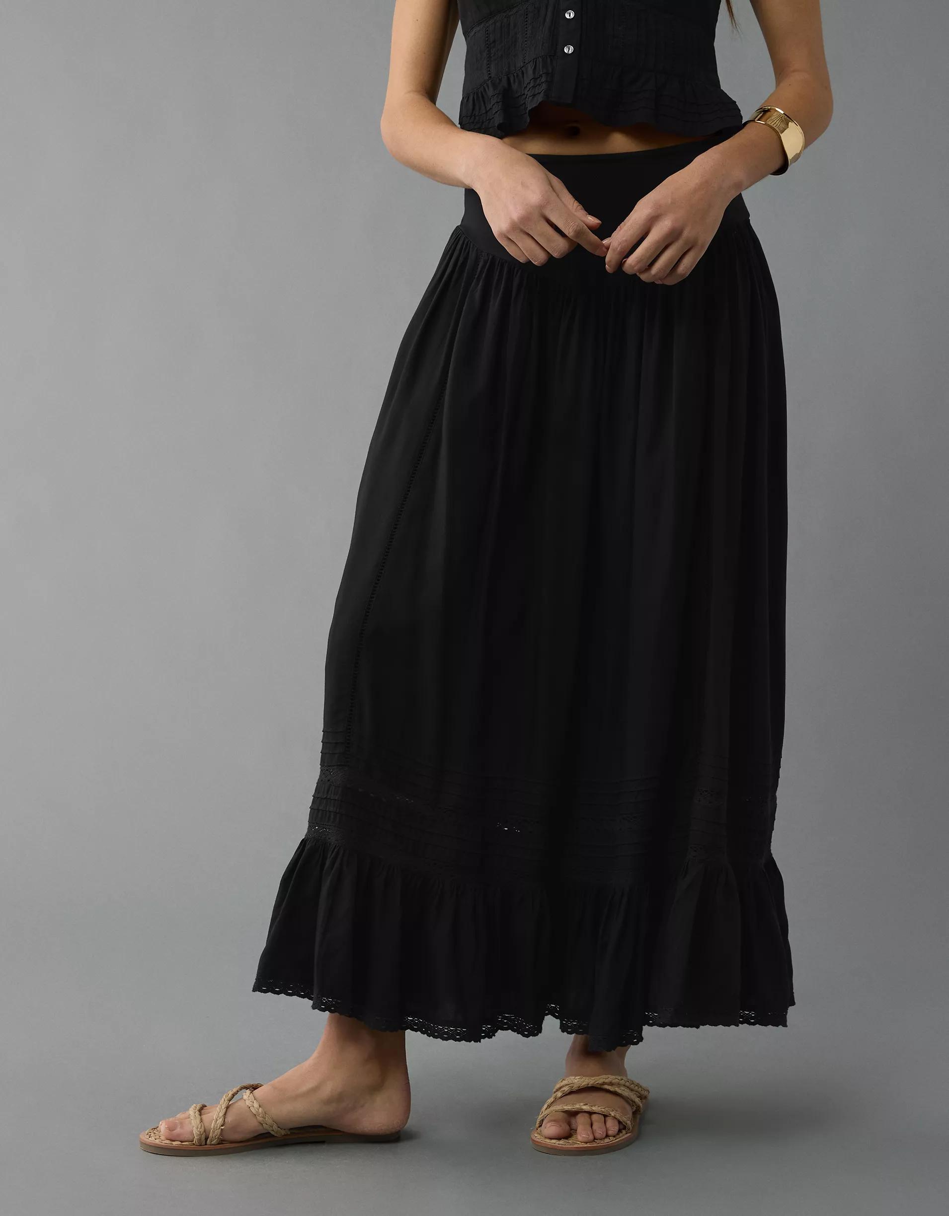 AE High-Waisted Ruffle Maxi Skirt Product Image