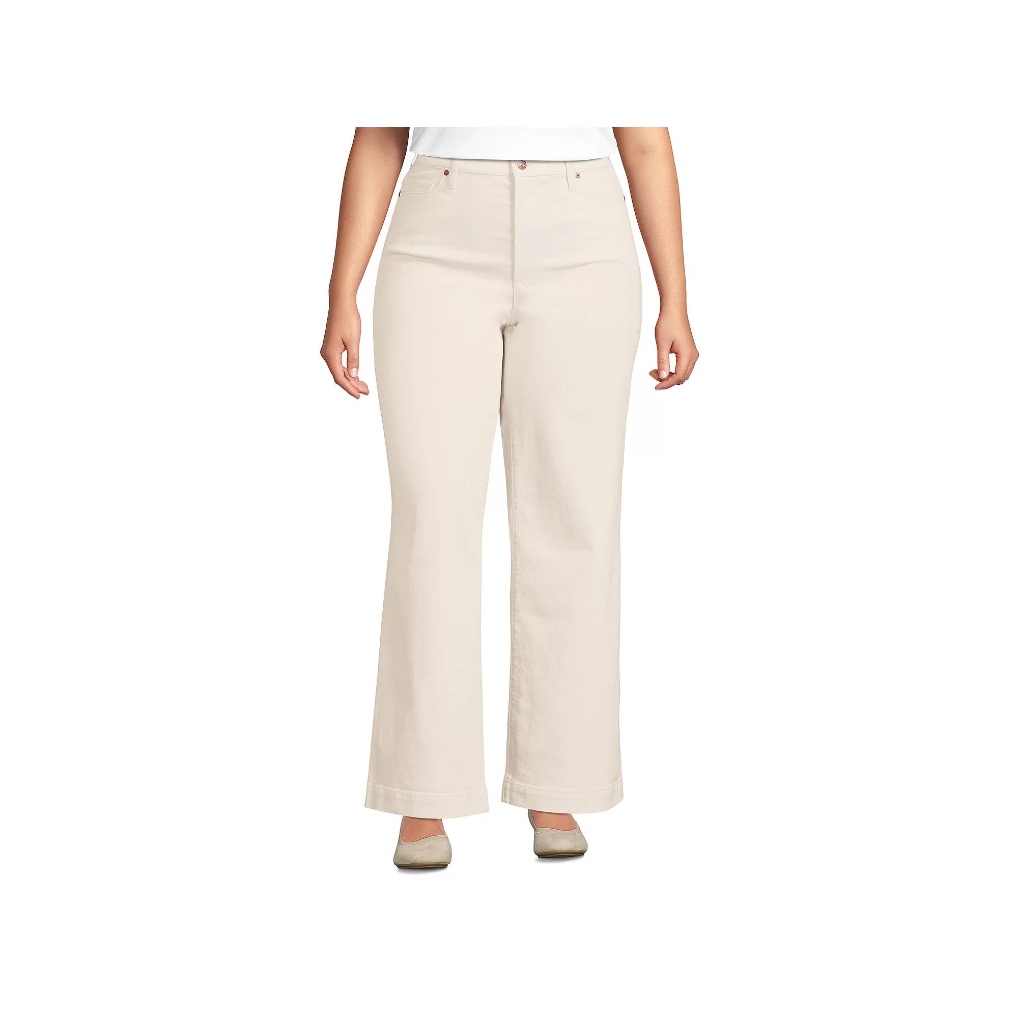 Plus Size Lands' End Denim High Rise Wide Leg Jeans, Women's, Size: 22WX28, Black Stone Wash Product Image