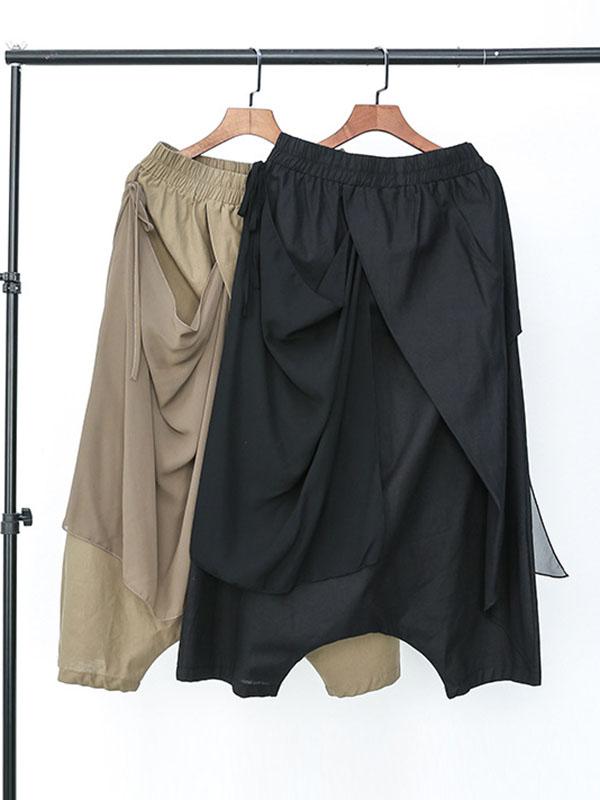 Harem Pants Loose Pleated Solid Color Ninth Pants Product Image