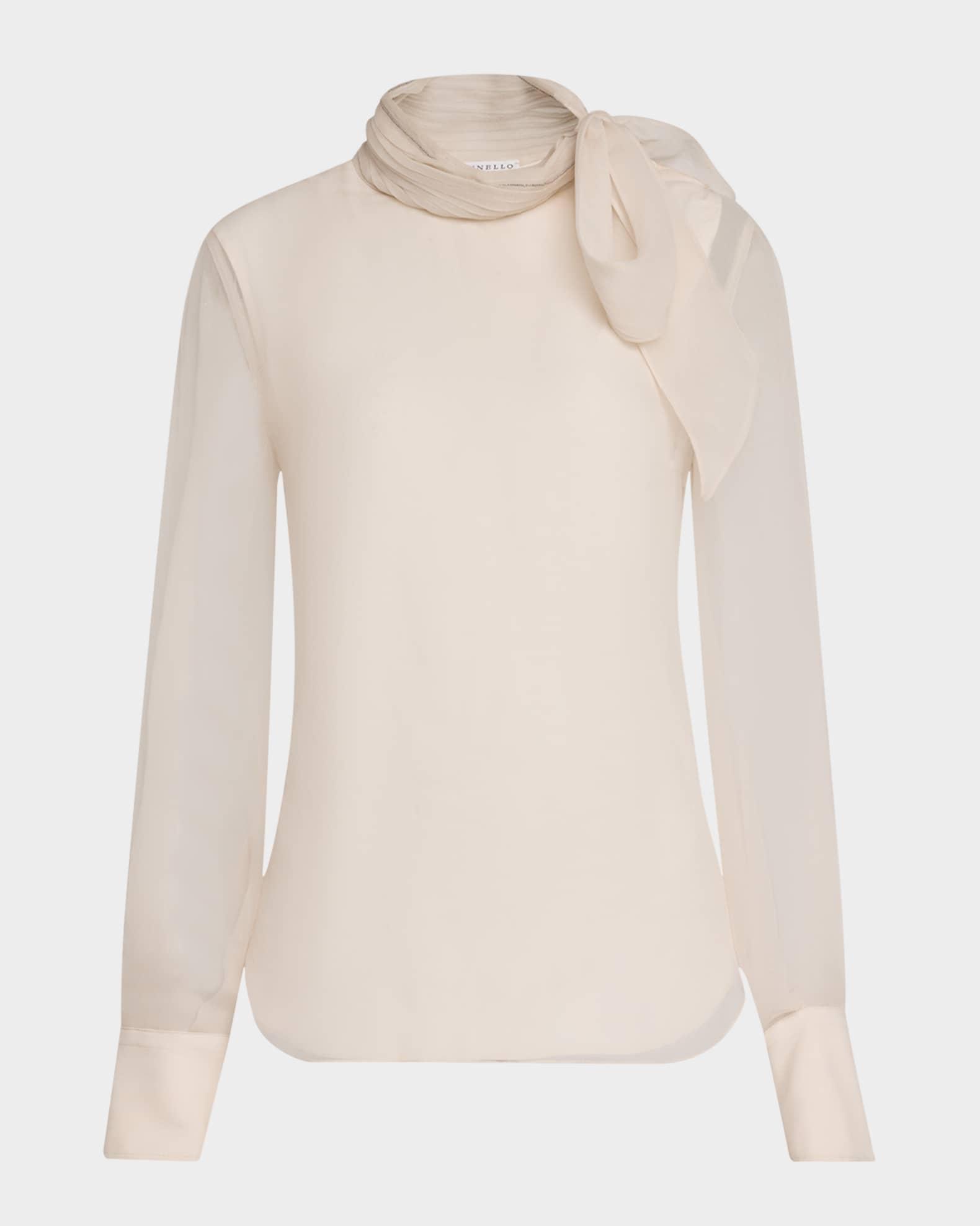 Monili Neck-Scarf Organza Long-Sleeve Top Product Image