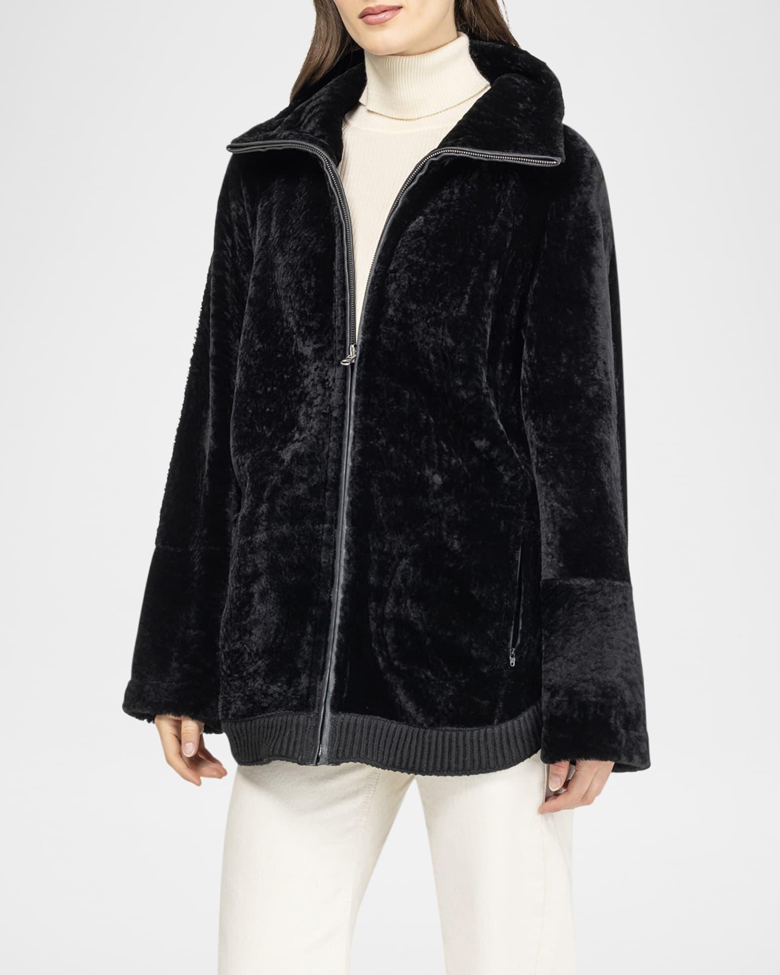 Textured Shearling Lamb Zip Jacket Product Image