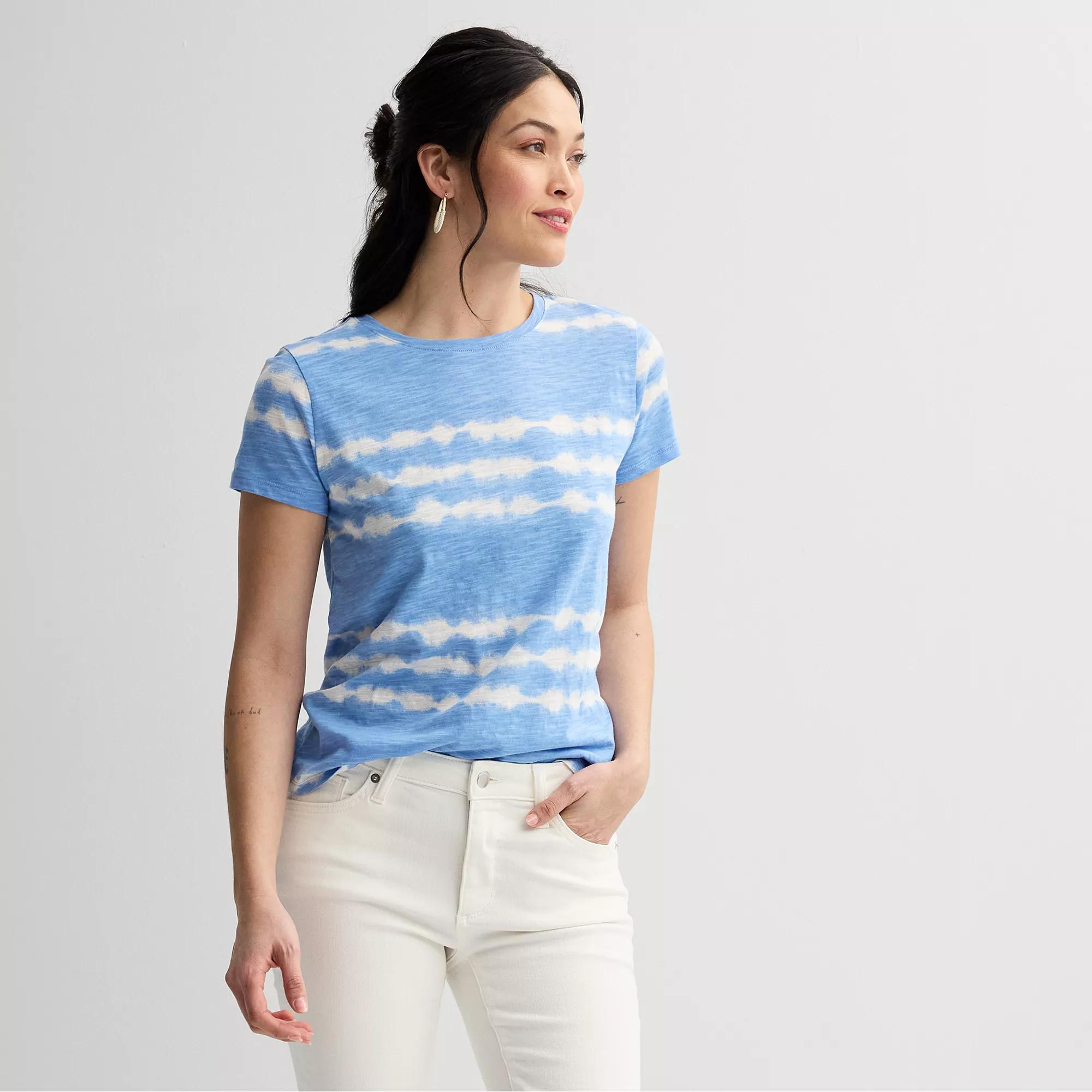 Women's Sonoma Goods For Life® Short-Sleeve Crew Tee, Size: XL, Light Blue Dye Product Image