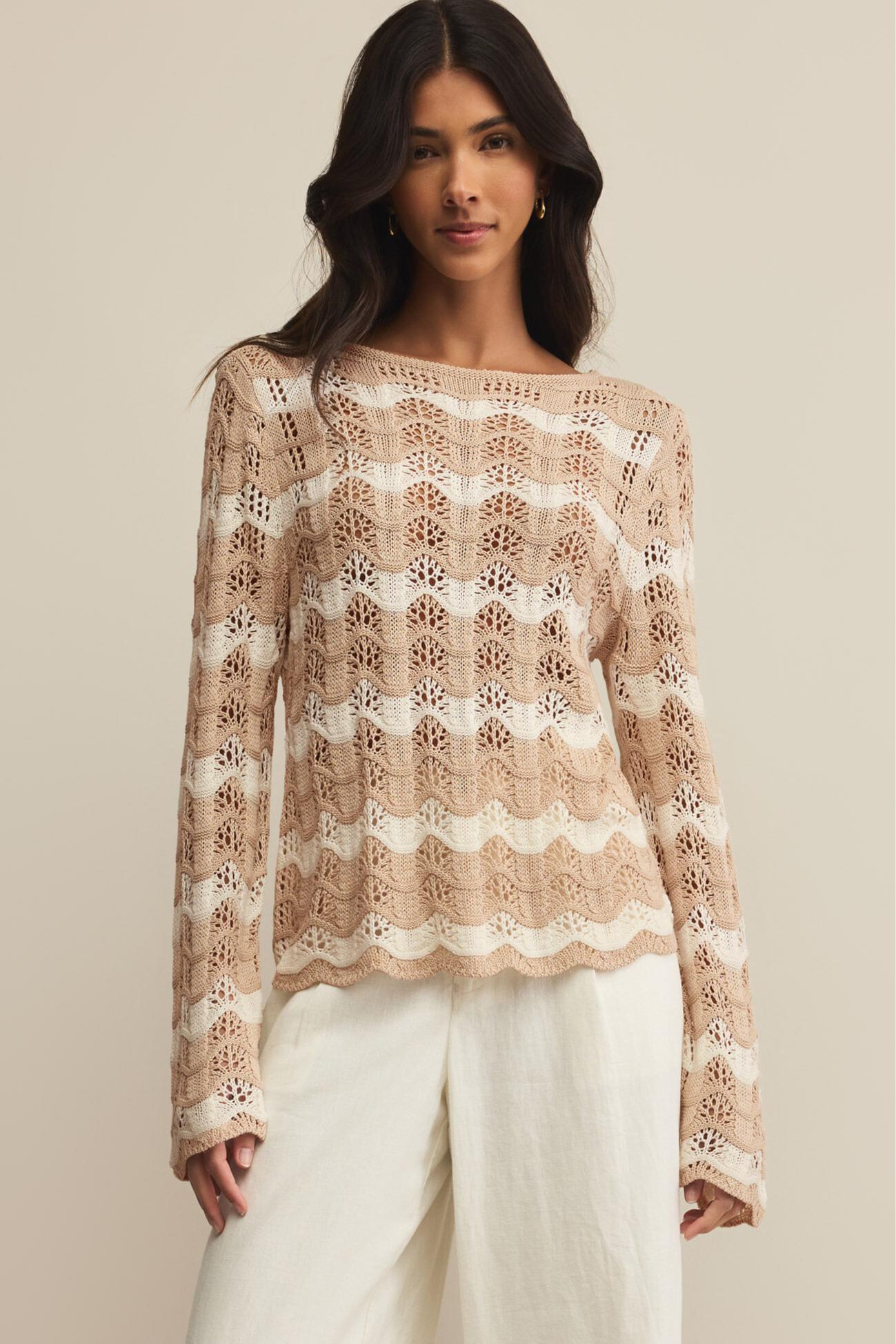 Azura Stripe Crochet Sweater Product Image