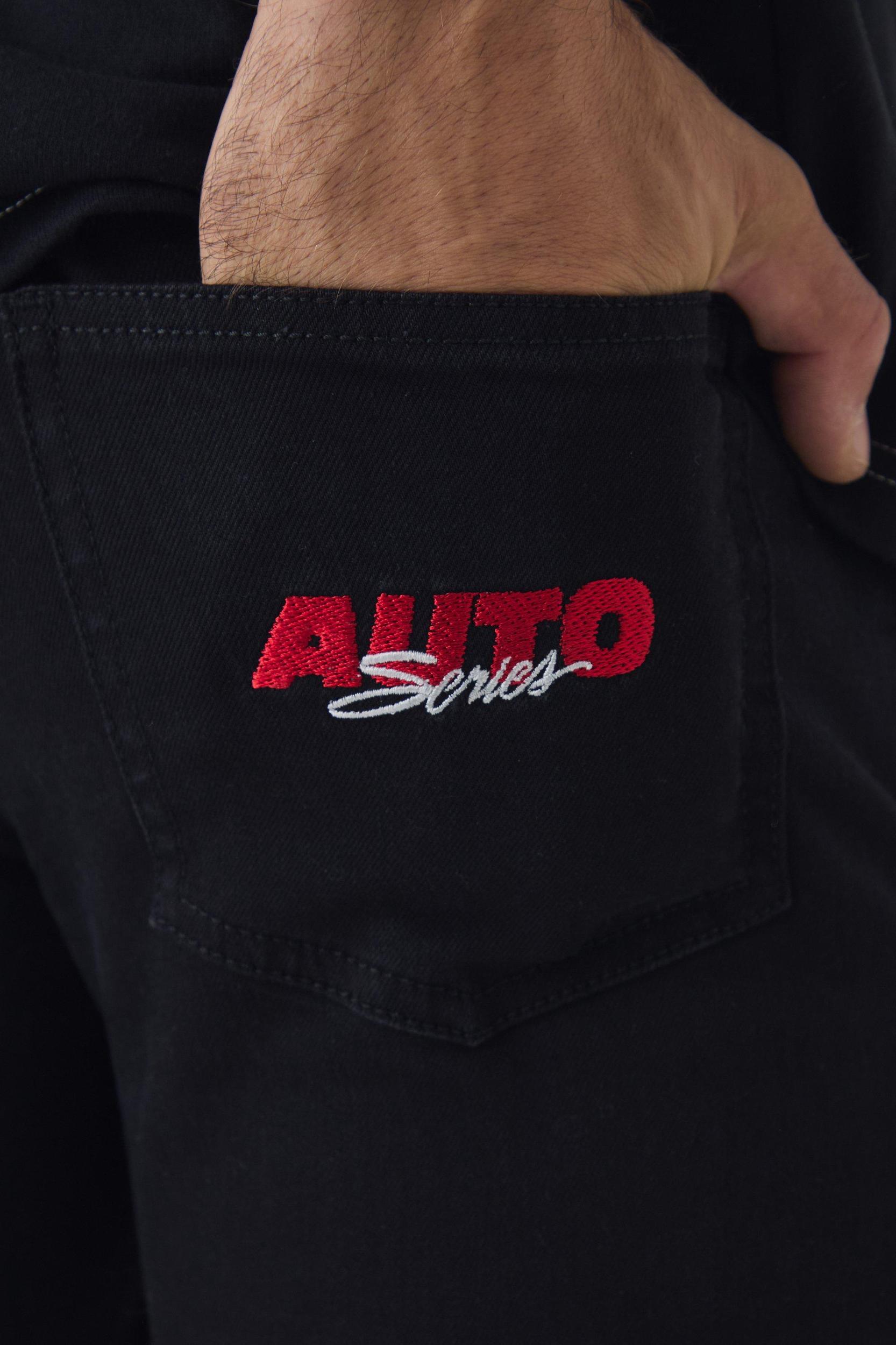 Skinny Stretch Moto Applique Badge Jeans | boohooMAN USA Product Image