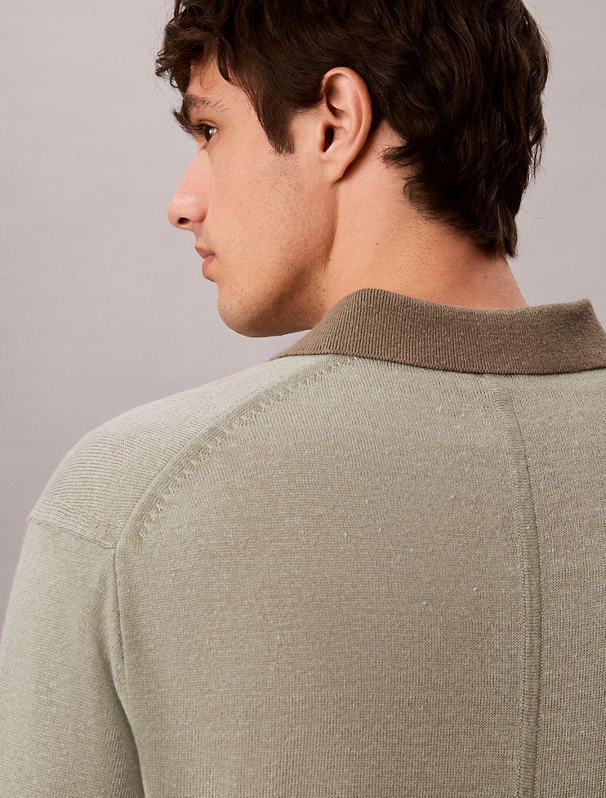 Linen Blend Polo Sweater Product Image