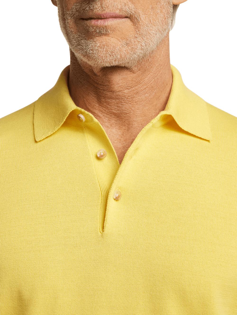 Supima Cotton Three Button Polo - Light Yellow Product Image