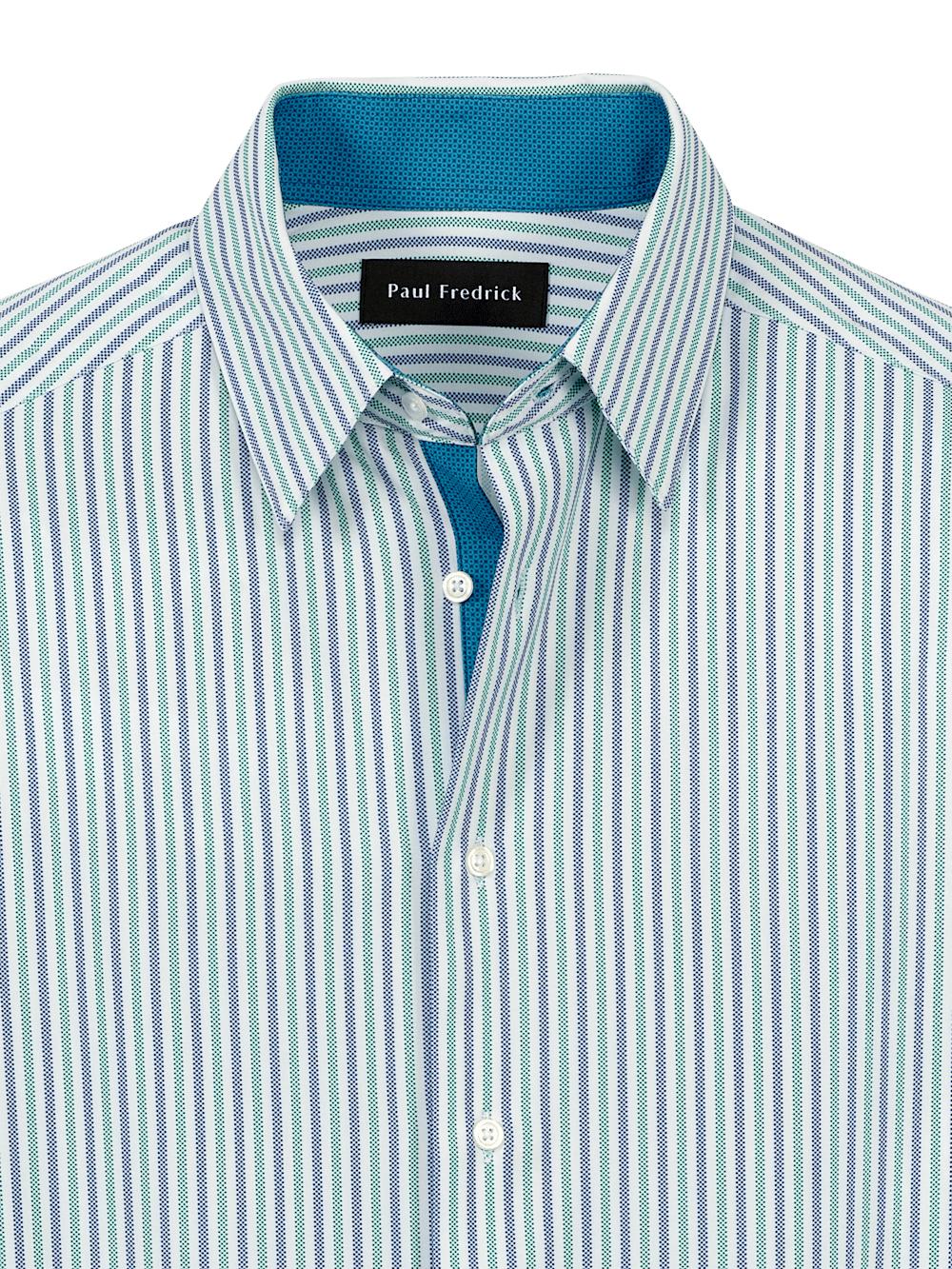 Performance Stretch Stripe Casual Shirt - Blue/green Product Image