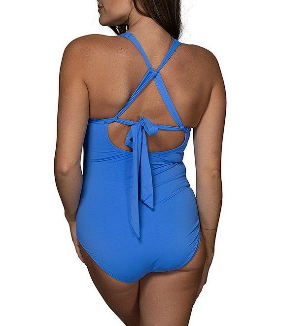 Jantzen Solid Amelie Surplice V-Neck Underwire Tummy Control Wrap One Piece Swimsuit Product Image