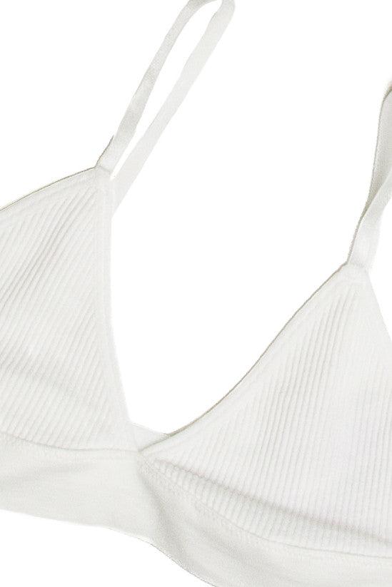White Wide Rib Bralette Product Image