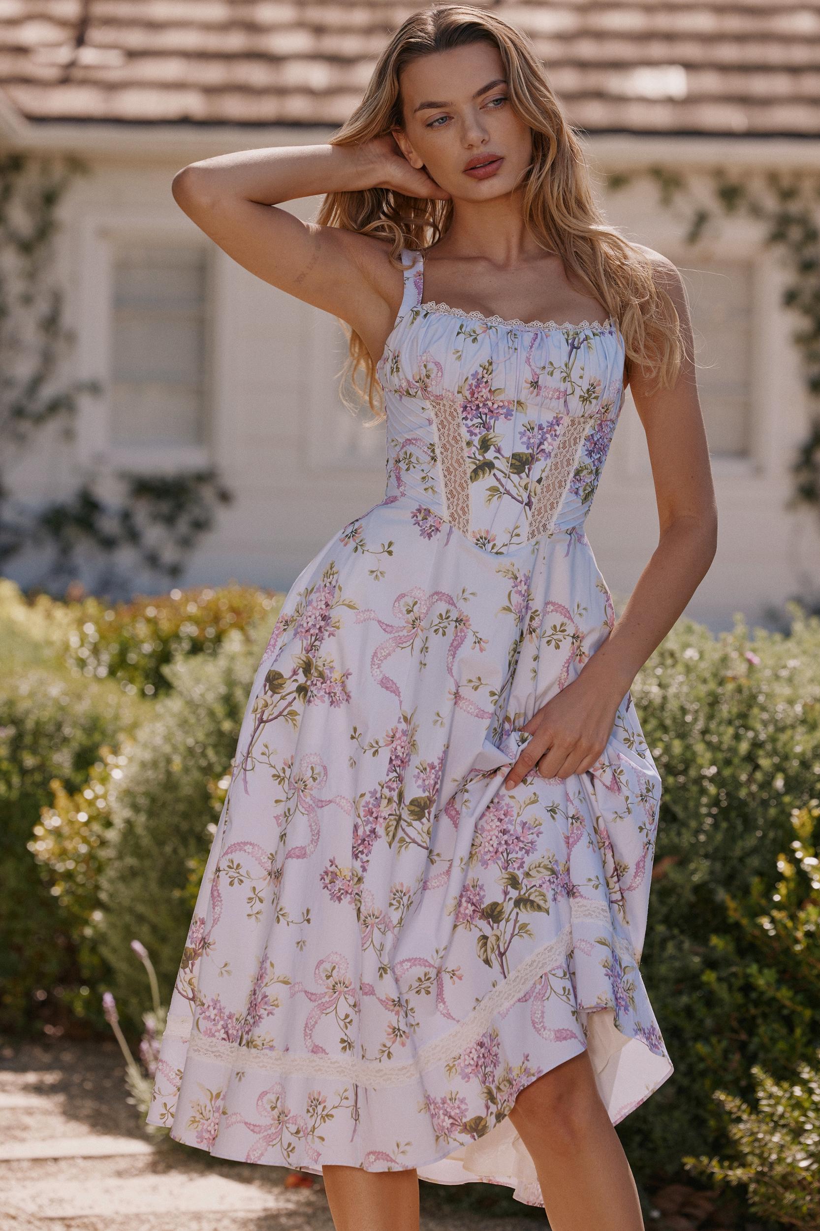 Kim  lilac floral cotton midi sundress Product Image