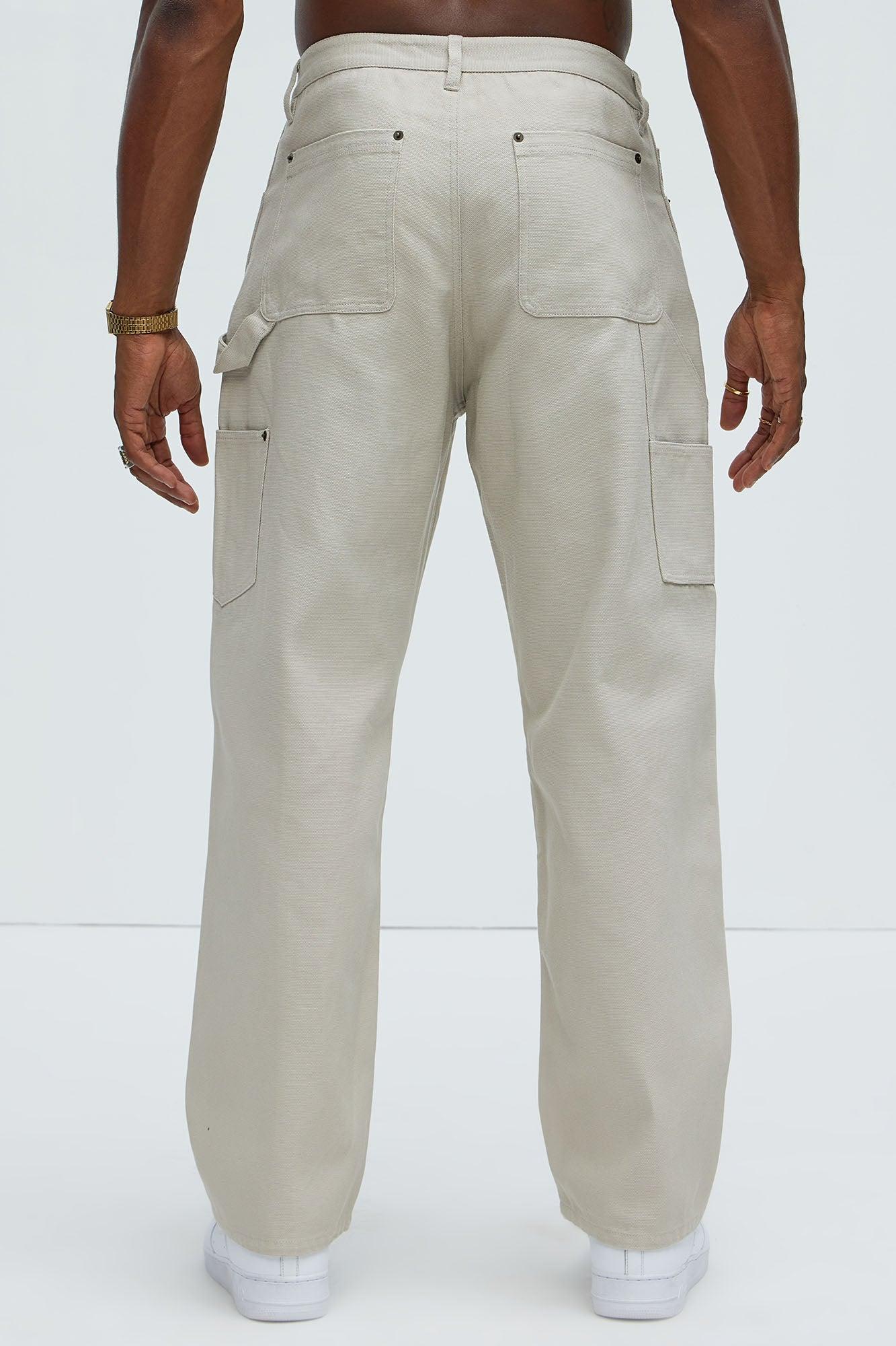 Alexander Double Knee Straight Utility Canvas Pants - Off White Product Image