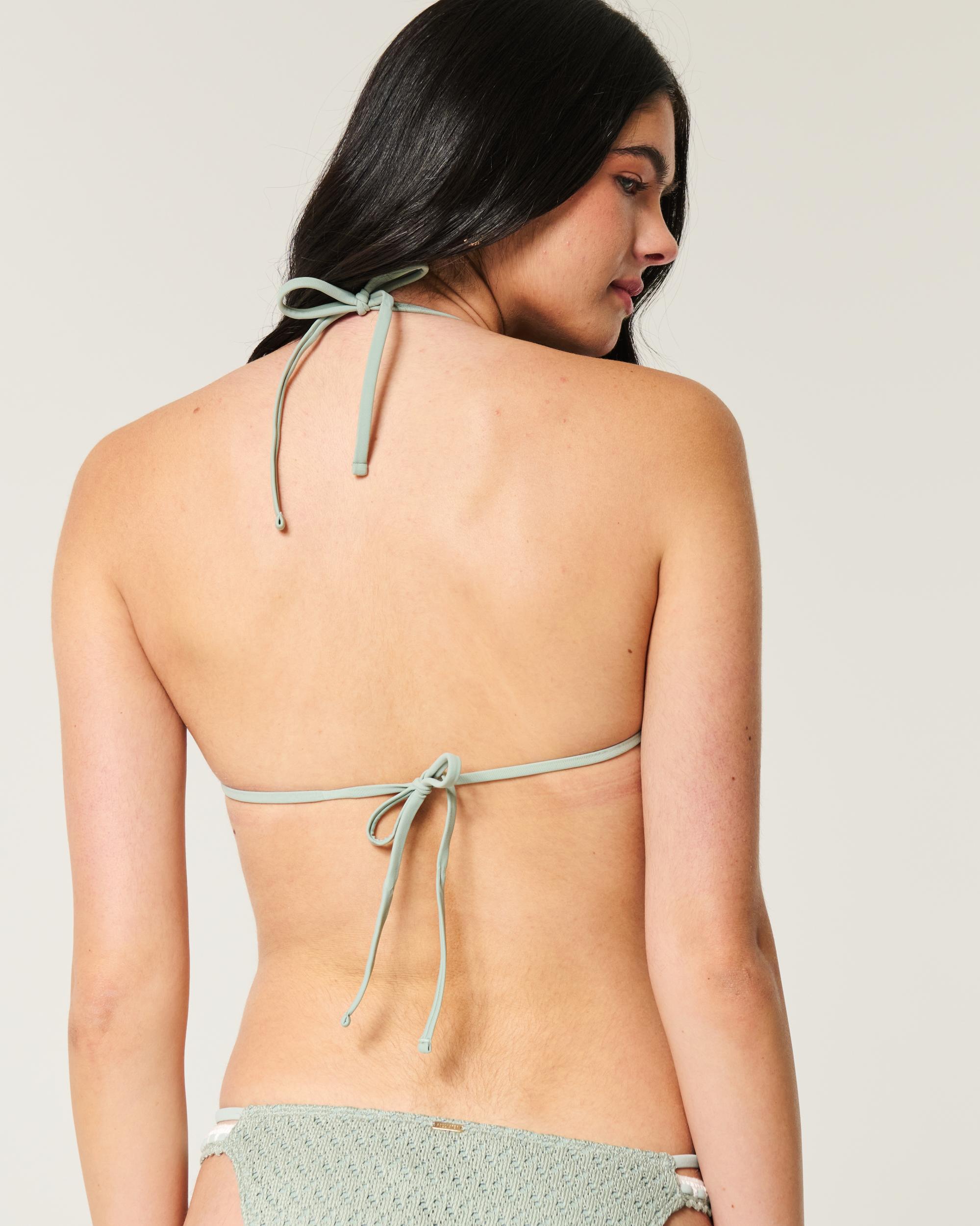 Crochet-Style Mixed Triangle Bikini Top Product Image