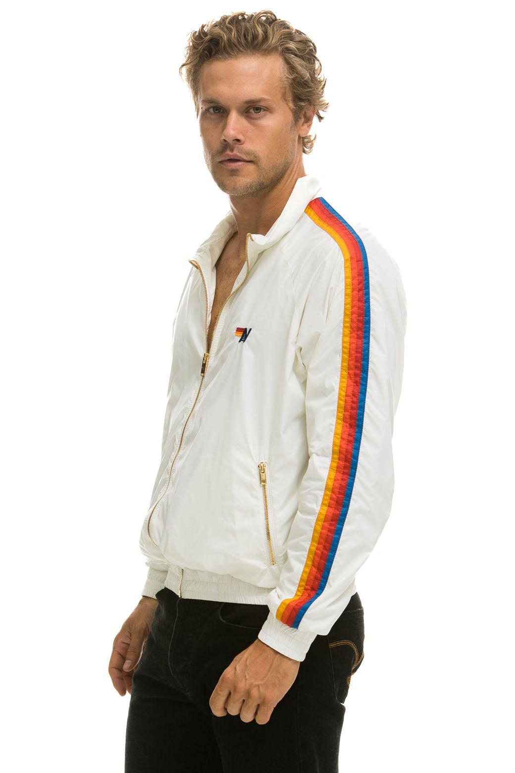 MEN'S 4 STRIPE WINDBREAKER - WHITE Male Product Image