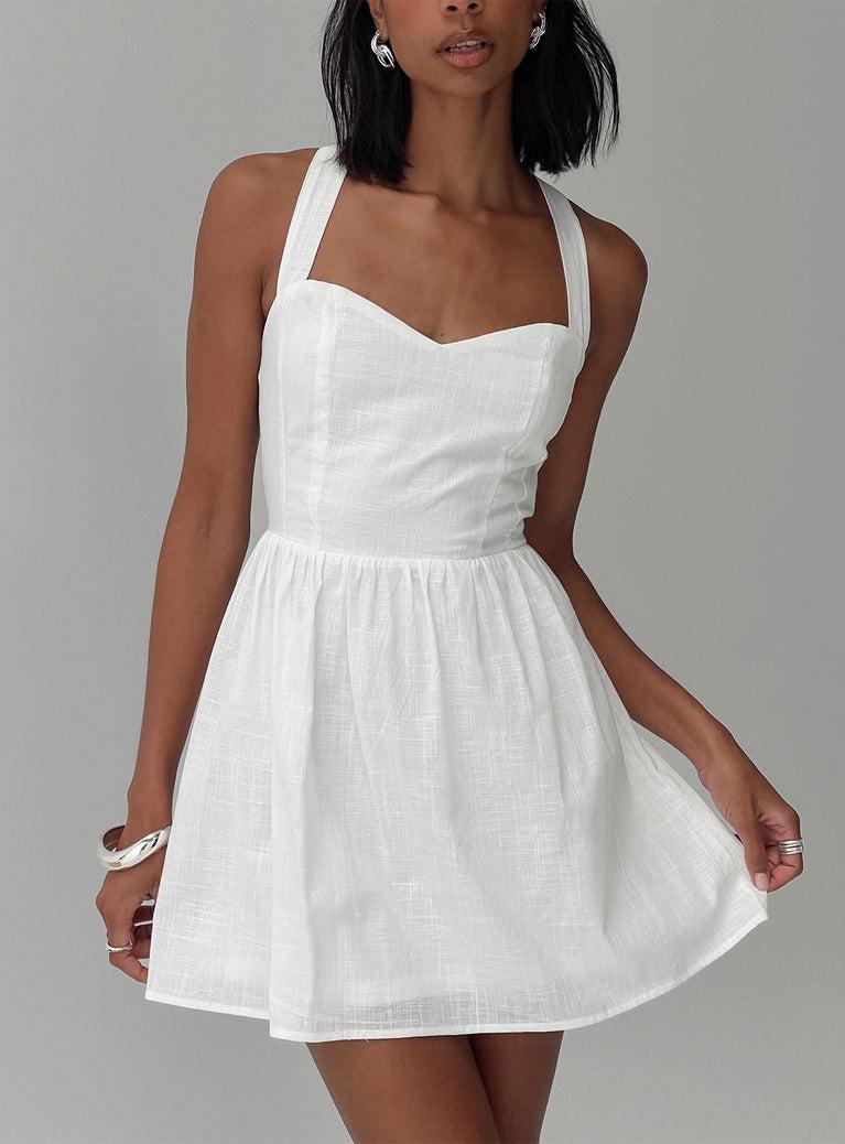 Zolena Halter Mini Dress White Product Image