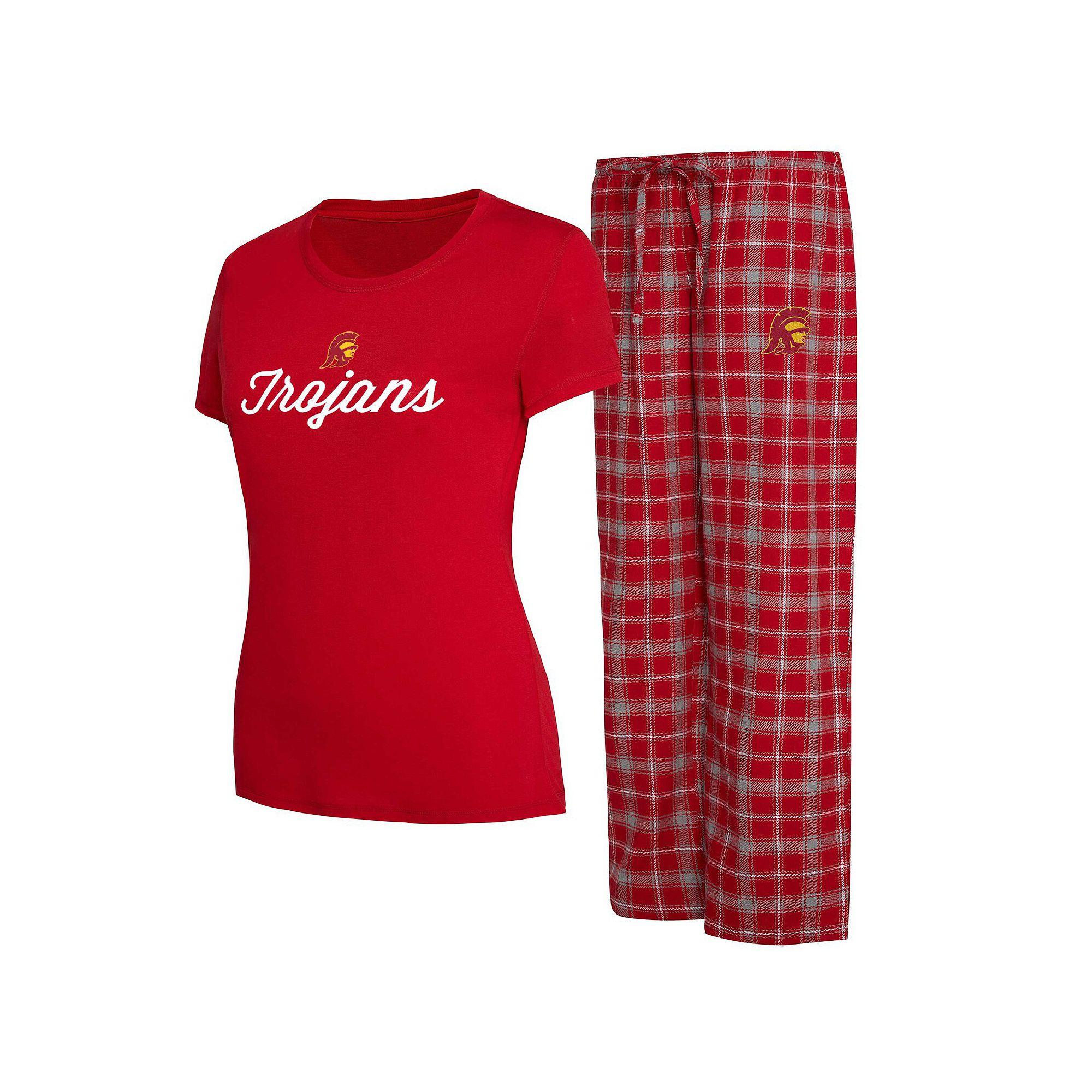 Women's Concepts Sport Cardinal/Gray USC Trojans Arctic T-Shirt & Flannel Pants Sleep Set, Size: 3XL, Red Product Image