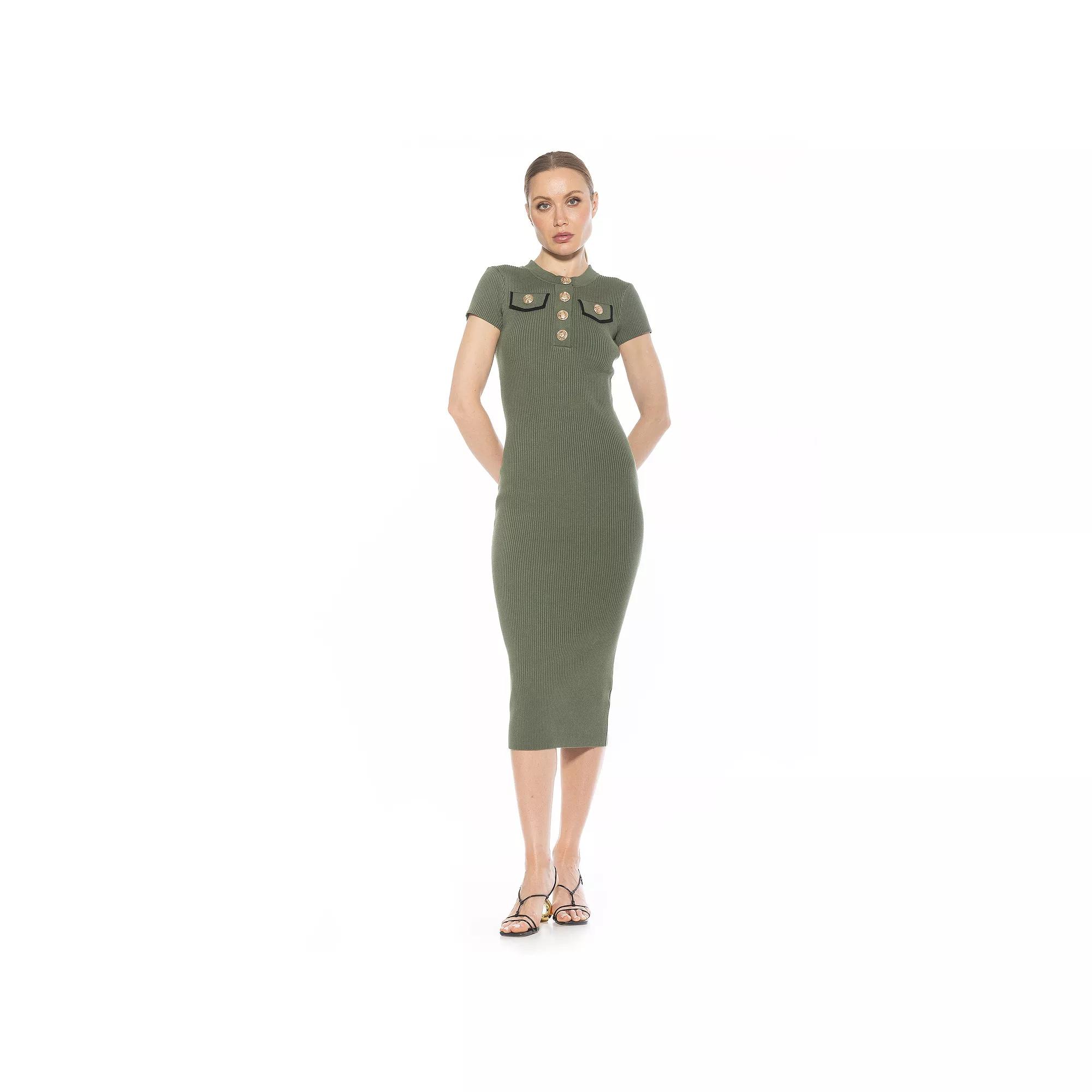 Women's ALEXIA ADMOR Rhys Ribbed Knit Short Sleeve Midi Dress,  Product Image