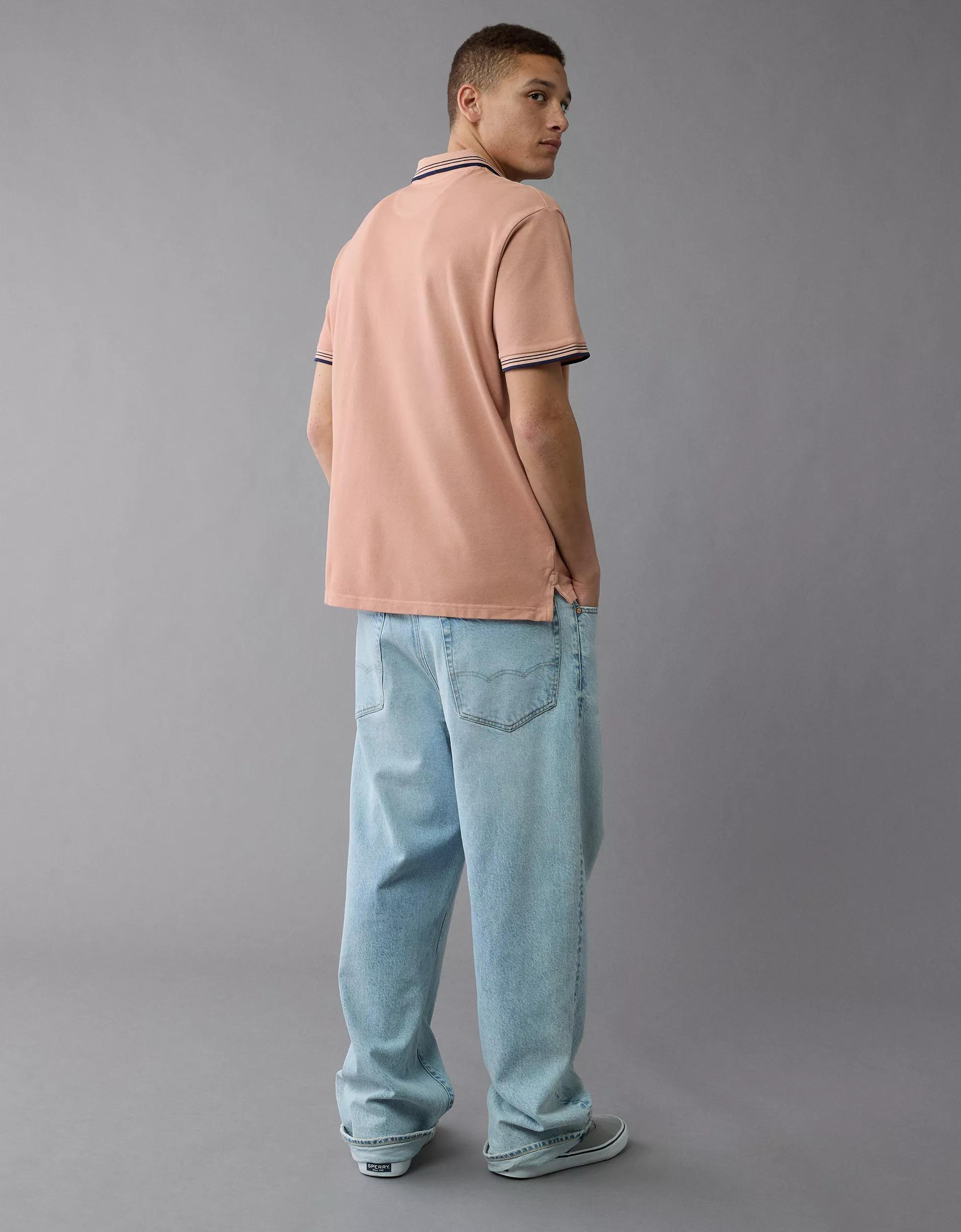 AE Stretch Pique Tipped Polo Shirt Product Image