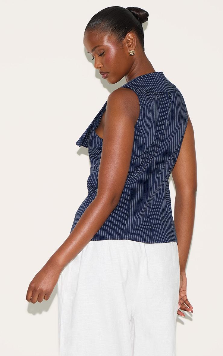 Indigo Blue Striped Cotton Vest Product Image