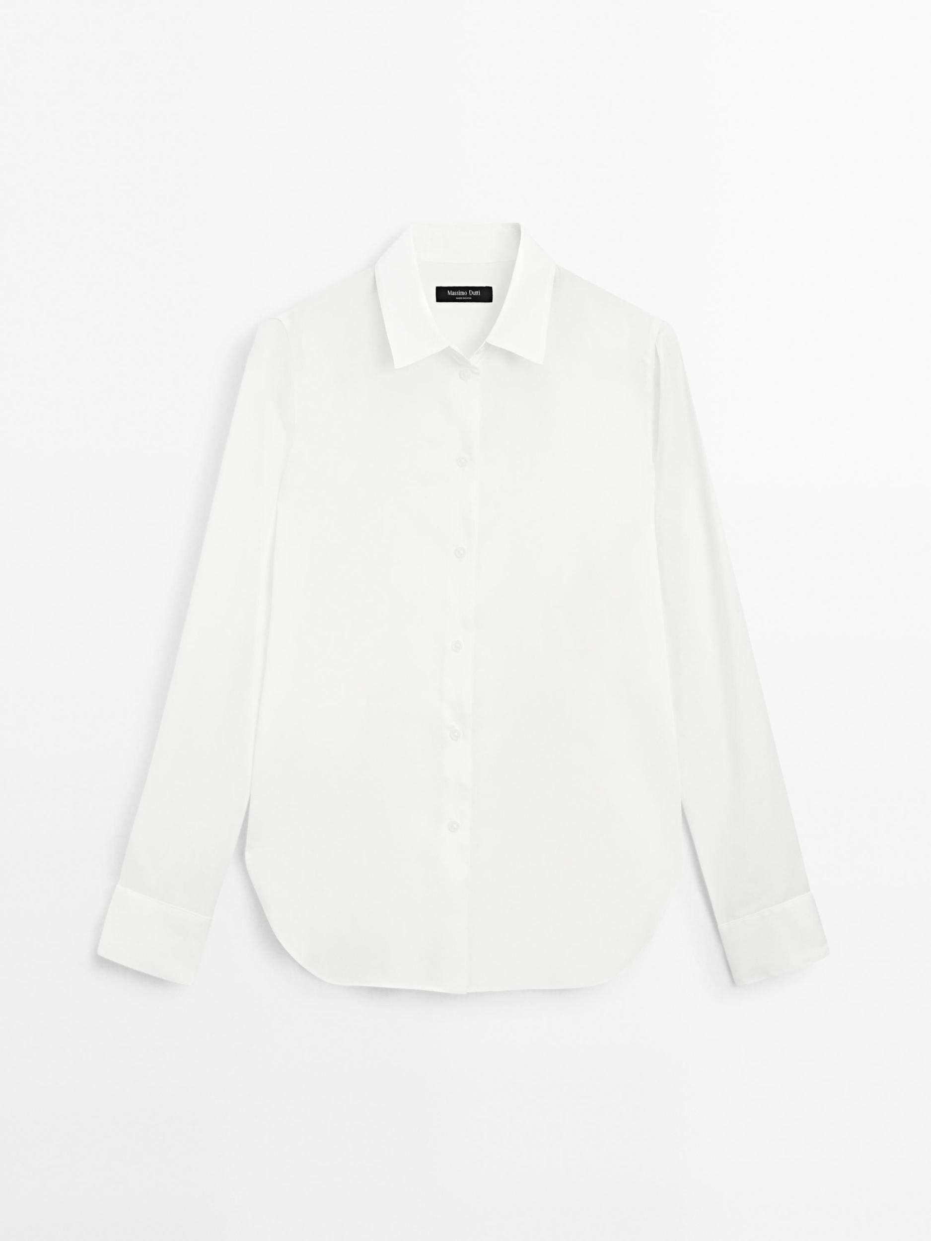 Flowing shirt with shirt collar Product Image