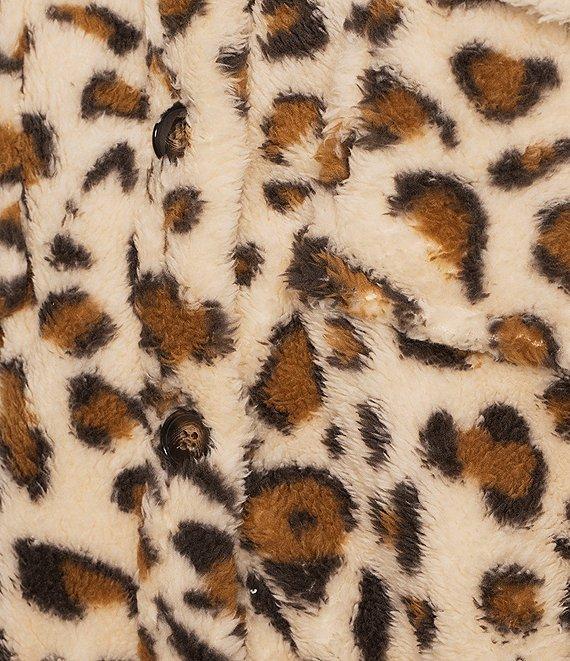 Honey & Sparkle Printed Wubby Cheetah Faux Fur Button Front Jacket Product Image