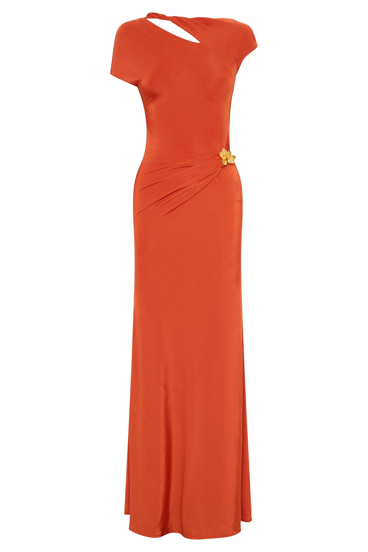 Kaida Slinky Maxi Dress With Hardware - Burnt Orange Product Image