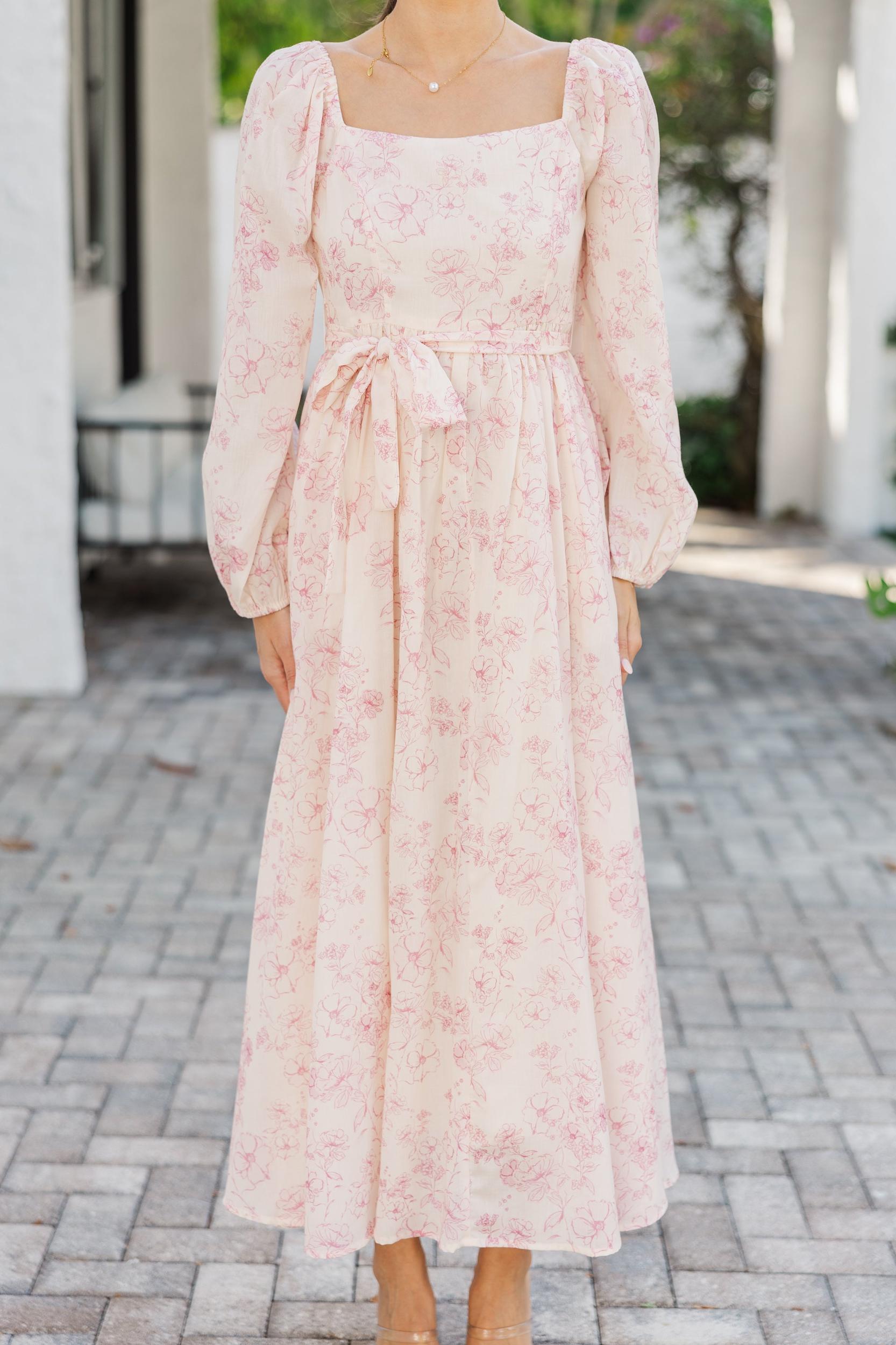 Feeling Oh So Sweet Pink Floral Midi Dress Female Product Image