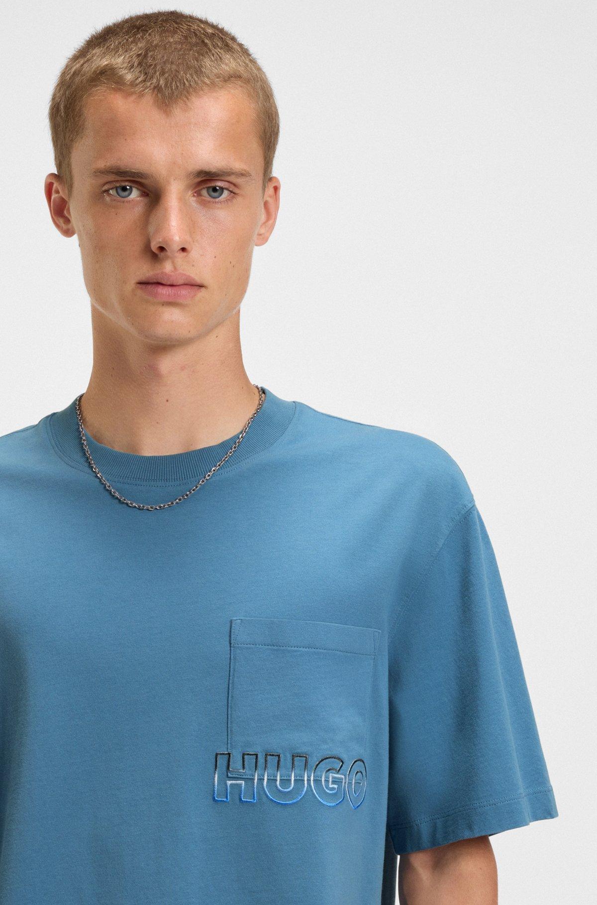 Cotton-jersey T-shirt with reverse-logo embroidery Product Image