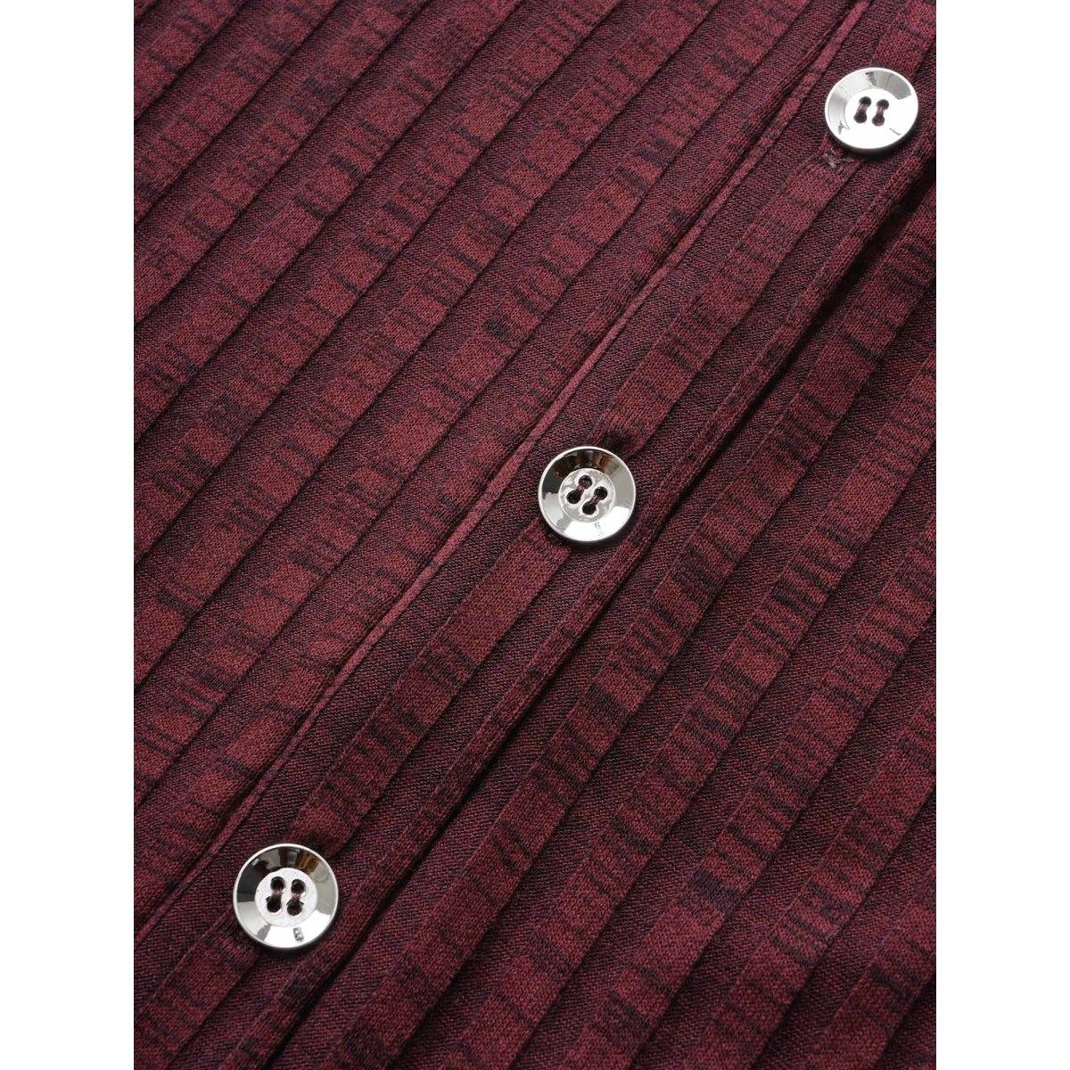 Plus Size Shirt Collar Textured Button Up Dress Scarlet Women Elegant Texture Shirt collar Short sleeve Curvy BloomChic 28/5X Product Image