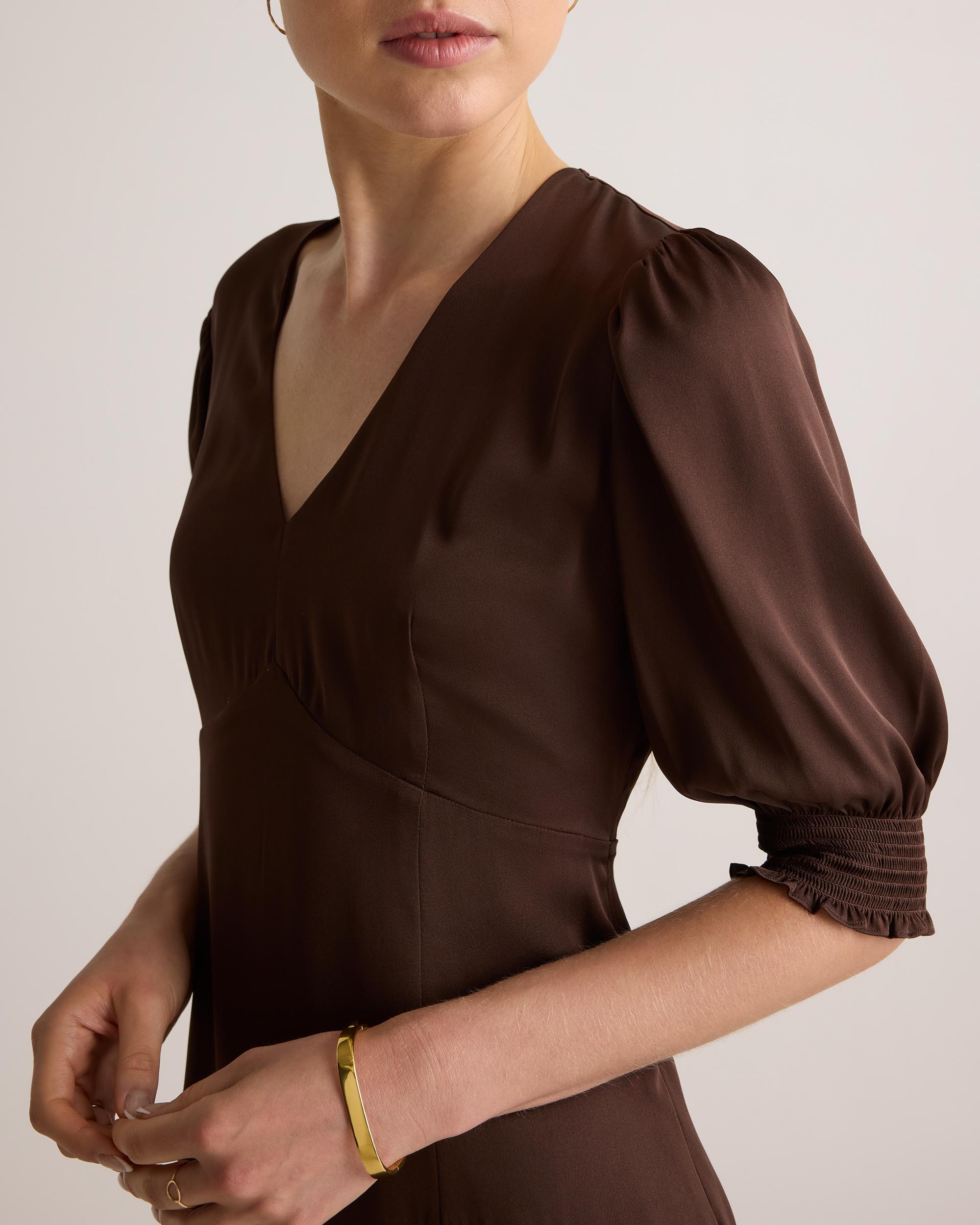 Quince | Women's Washable Stretch Silk Puff Sleeve Mini Dress Mulberry Silk Product Image