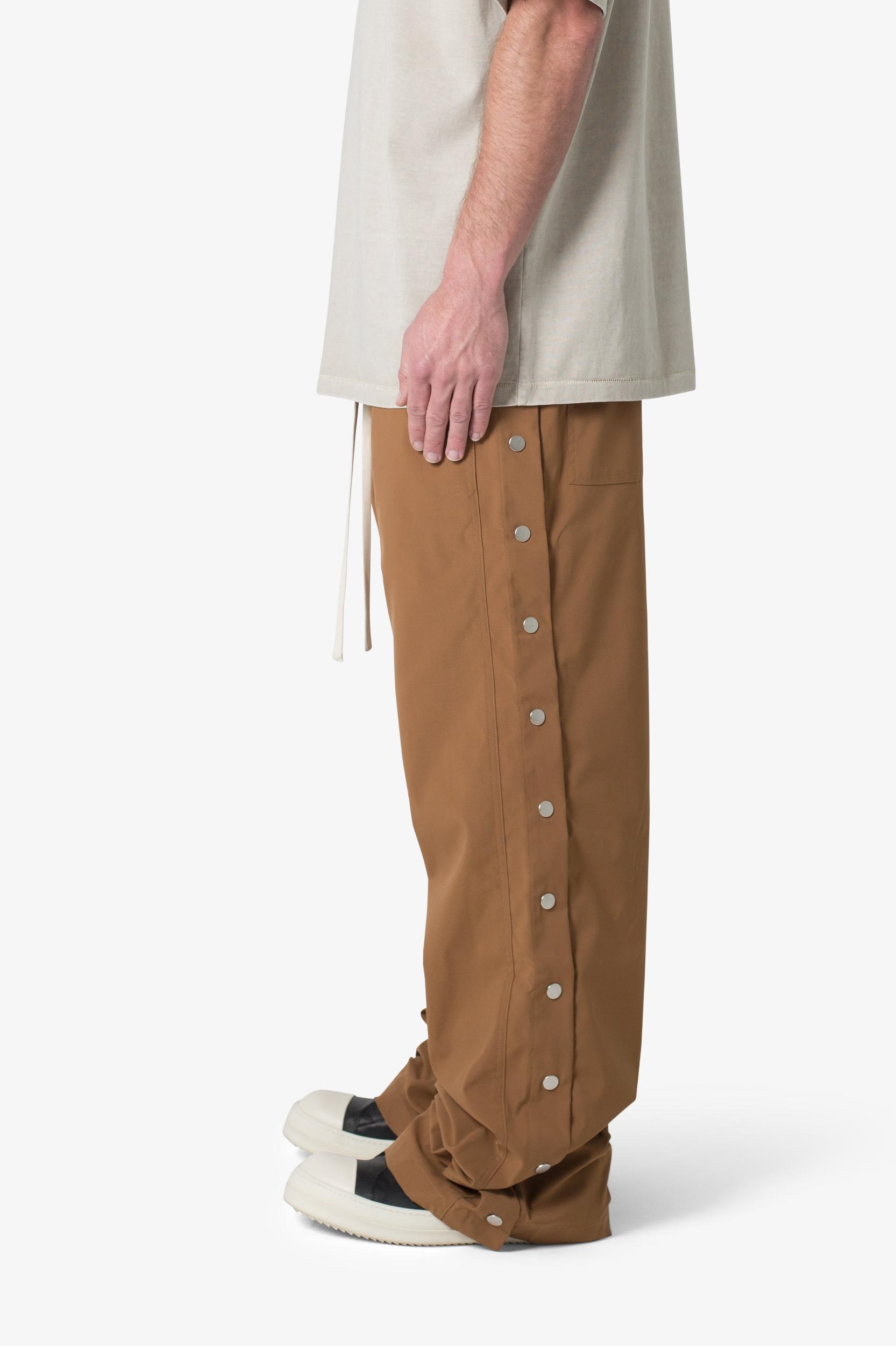 Side Snap Nylon Pants - Brown Product Image