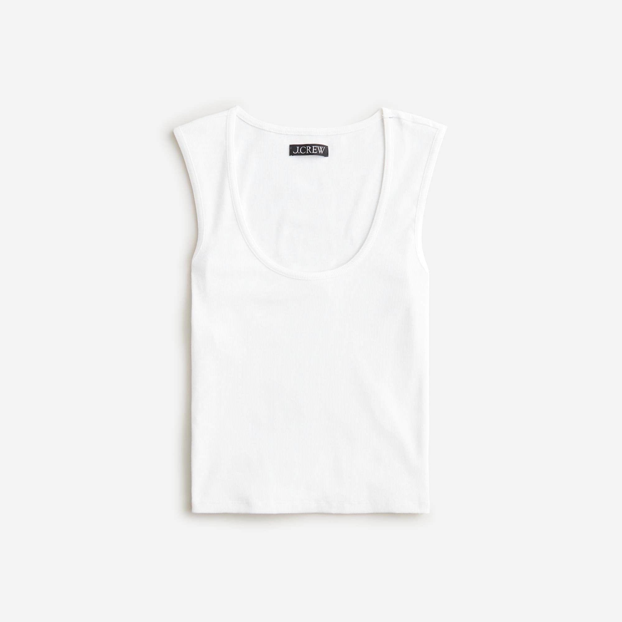 Cropped fine rib scoopneck tank top Product Image
